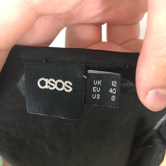 Asos High Los Black Blocked Sleeve Top Sz 8 - Picture 6 of 9